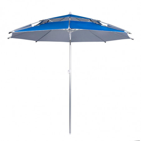 Ομπρέλα παραλίας Muhler 22511008629, Ø190 cm, Ύψος 203 cm, 8 νευρώσεις από fiberglass, Ρυθμιζόμενη κλίση, UV προστασία UPF 50+, Μπλε