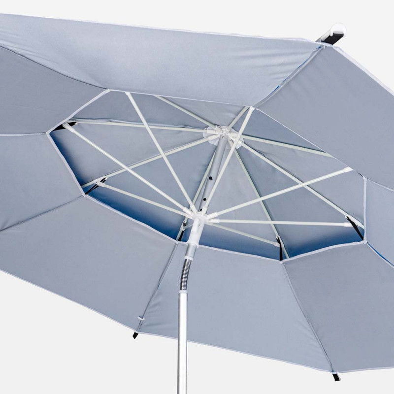 Ομπρέλα παραλίας Muhler 22511008629, Ø190 cm, Ύψος 203 cm, 8 νευρώσεις από fiberglass, Ρυθμιζόμενη κλίση, UV προστασία UPF 50+, Μπλε