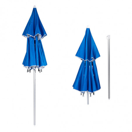Ομπρέλα παραλίας Muhler 22511008629, Ø190 cm, Ύψος 203 cm, 8 νευρώσεις από fiberglass, Ρυθμιζόμενη κλίση, UV προστασία UPF 50+, Μπλε