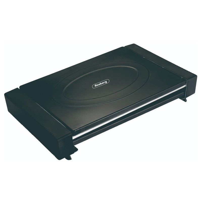Ηλεκτρική σχάρα με καπάκι Rosberg R51015M, 1800W, 35x22 cm, 12 σωληνωτές νευρώσεις, δίσκος λίπους, Μαύρο