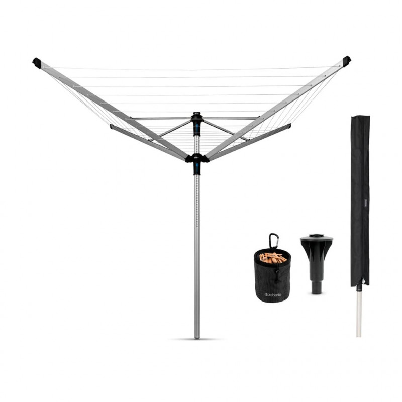 Brabantia Lift-O-Matic Advance για εξωτερικούς χώρους 90300255, 60 m, Ρυθμιζόμενο ύψος, Αγκύρωση σκυροδέματος, Θήκη, Τσάντα με κλιπς, Ανθεκτικό στη διάβρωση, Inox