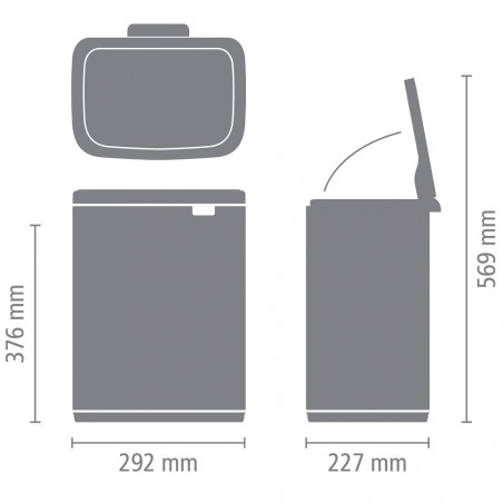 Κάδος Brabantia Bo Small 1006633, 12 l, Αθόρυβο και ομαλό άνοιγμα, Αντιολισθητική βάση, Λευκό
