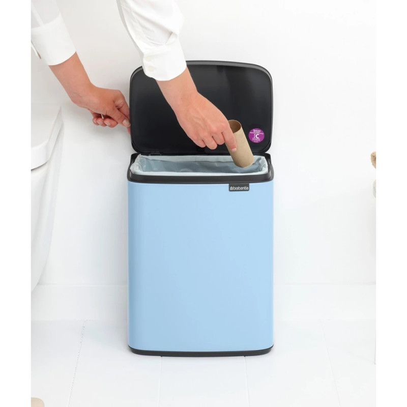 Κάδος Brabantia Bo Small 1006637, 12 l, αθόρυβο και ομαλό άνοιγμα, αντιολισθητική βάση, γαλάζιο χρώμα