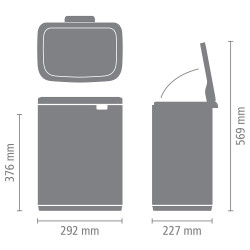 Κάδος Brabantia Bo Small 1006637, 12 l, αθόρυβο και ομαλό άνοιγμα, αντιολισθητική βάση, γαλάζιο χρώμα