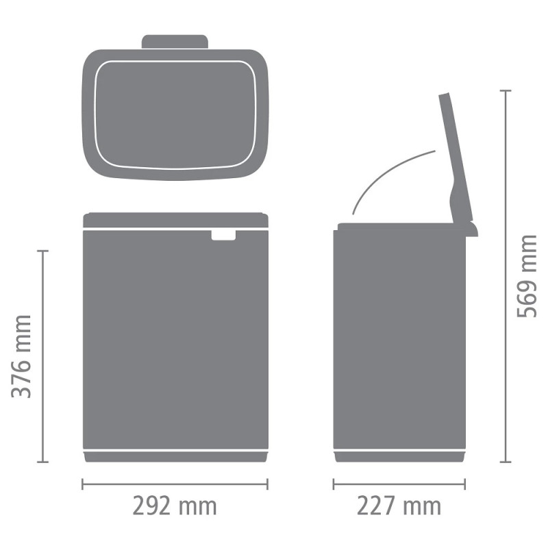 Κάδος Brabantia Bo Small 1006637, 12 l, αθόρυβο και ομαλό άνοιγμα, αντιολισθητική βάση, γαλάζιο χρώμα