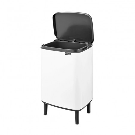Κάδος Brabantia Bo Small Hi 1006647, 12 l, Ομαλό και αθόρυβο άνοιγμα, Αντιολισθητική βάση, Λευκό