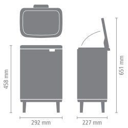 Κάδος Brabantia Bo Small Hi 1006647, 12 l, Ομαλό και αθόρυβο άνοιγμα, Αντιολισθητική βάση, Λευκό