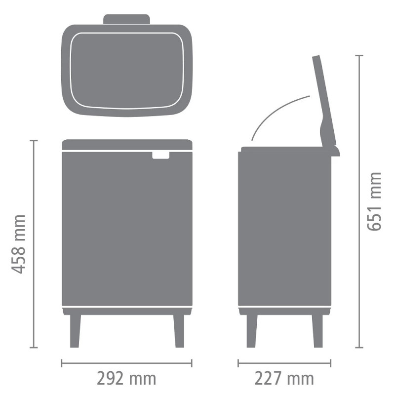 Κάδος Brabantia Bo Small Hi 1006647, 12 l, Ομαλό και αθόρυβο άνοιγμα, Αντιολισθητική βάση, Λευκό
