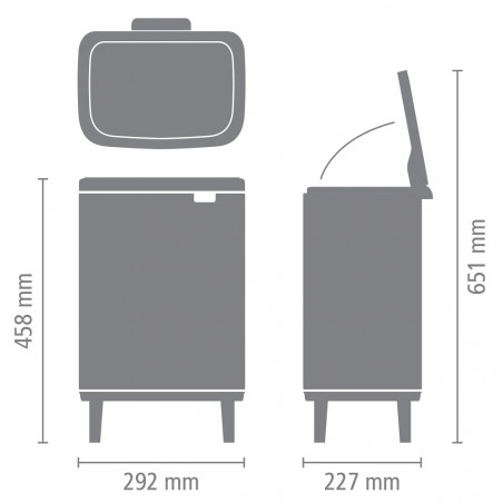 Κάδος Brabantia Bo Small Hi 1006647, 12 l, Ομαλό και αθόρυβο άνοιγμα, Αντιολισθητική βάση, Λευκό