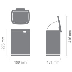 Κάδος Brabantia Bo Small 1006625, 4 L, Ομαλό και αθόρυβο άνοιγμα, Αντιολισθητική βάση, Ανθεκτικό στα δακτυλικά αποτυπώματα, Inox/Matte