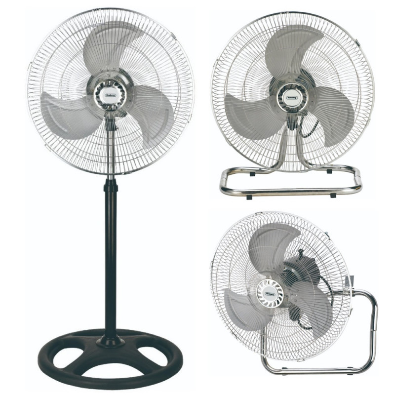 Ανεμιστήρας γενικής χρήσης Rosberg 3in1 R51760J18, 70W, 18", 3 στάδια, Επιτοίχια τοποθέτηση, Αθόρυβη λειτουργία, Χρώμιο/Μαύρο