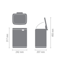 Κάδος Brabantia Bo Small 1006629, 7 L, Ομαλό και αθόρυβο άνοιγμα, Αντιολισθητική βάση, Μαύρο
