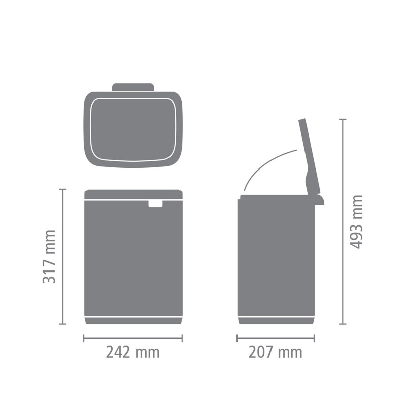 Κάδος Brabantia Bo Small 1006629, 7 L, Ομαλό και αθόρυβο άνοιγμα, Αντιολισθητική βάση, Μαύρο