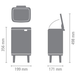 Κάδος Brabantia Bo Small Hi 1006641, 4 L, Ομαλό και αθόρυβο άνοιγμα, Αντιολισθητική βάση, Μαύρο