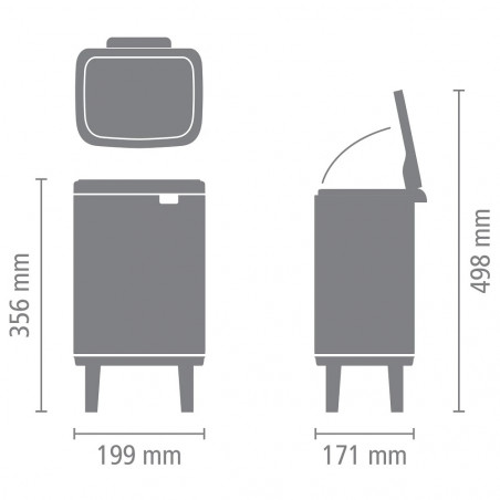 Κάδος Brabantia Bo Small Hi 1006641, 4 L, Ομαλό και αθόρυβο άνοιγμα, Αντιολισθητική βάση, Μαύρο