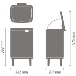 Κάδος Brabantia Bo Small Hi 1006643, 7 L, Ανυψωμένος, Ομαλό και αθόρυβο άνοιγμα, Αντιολισθητική βάση, Λευκό