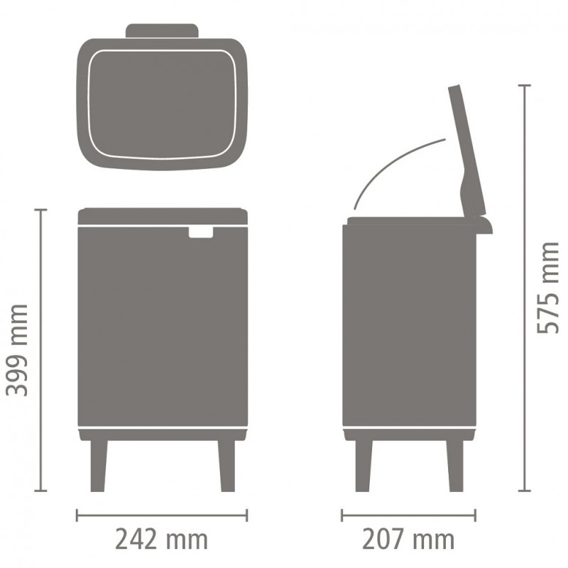 Κάδος Brabantia Bo Small Hi 1006643, 7 L, Ανυψωμένος, Ομαλό και αθόρυβο άνοιγμα, Αντιολισθητική βάση, Λευκό