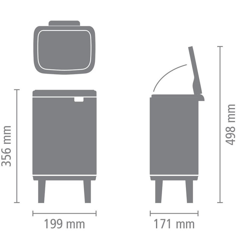 Κάδος Brabantia Bo Small Hi 1006640, 4 L, Ανυψωμένος, Ομαλό και αθόρυβο άνοιγμα, Αντιολισθητική βάση, Γκρι