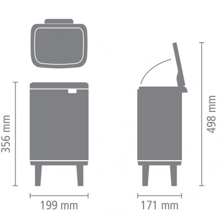 Κάδος Brabantia Bo Small Hi 1006640, 4 L, Ανυψωμένος, Ομαλό και αθόρυβο άνοιγμα, Αντιολισθητική βάση, Γκρι