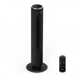 Ανεμιστήρας πύργου Levoit TempSense 36 DC, 26W, 92 cm, Για έως 49 m2, 12 ταχύτητες, 4 λειτουργίες, Χρονοδιακόπτης, Ταλάντωση 90C, Τηλεχειριστήριο, Μαύρο