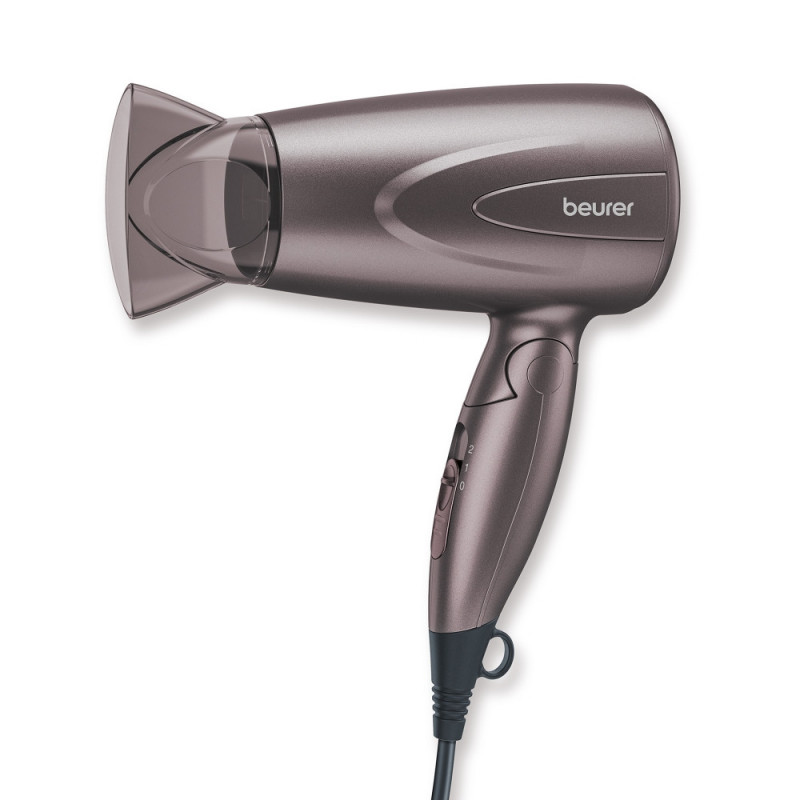 Στεγνωτήρας μαλλιών Beurer HC 17, 1300 W, 2 ταχύτητες, 2 επίπεδα, Πτυσσόμενη λαβή, Λεπτό ακροφύσιο, Συμπυκνωτής, Γκρι