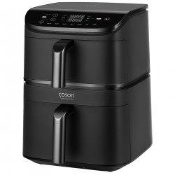 Cosori CAF-DC121 Turbo Tower Διπλή φριτέζα ζεστού αέρα, 2630W, 4.3/6.5 L, 7 προγράμματα, 30-230C, έλεγχος αφής, χρονοδιακόπτης, κρύοι τοίχοι, μαύρο