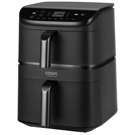 Cosori CAF-DC121 Turbo Tower Διπλή φριτέζα ζεστού αέρα, 2630W, 4.3/6.5 L, 7 προγράμματα, 30-230C, έλεγχος αφής, χρονοδιακόπτης, κρύοι τοίχοι, μαύρο