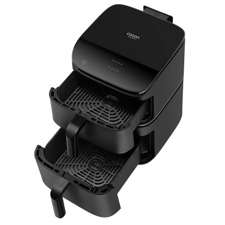 Cosori CAF-DC121 Turbo Tower Διπλή φριτέζα ζεστού αέρα, 2630W, 4.3/6.5 L, 7 προγράμματα, 30-230C, έλεγχος αφής, χρονοδιακόπτης, κρύοι τοίχοι, μαύρο