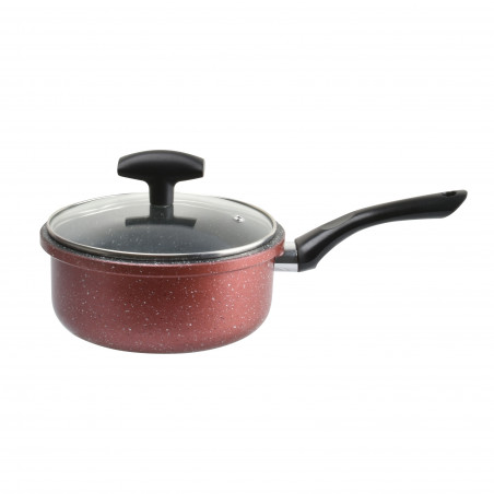Κατσαρόλα με καπάκι Rosberg R51321G16, 16 cm, 1.6 l, Μαρμάρινο φινίρισμα, Επαγωγή, Μπορντώ μελανζέ