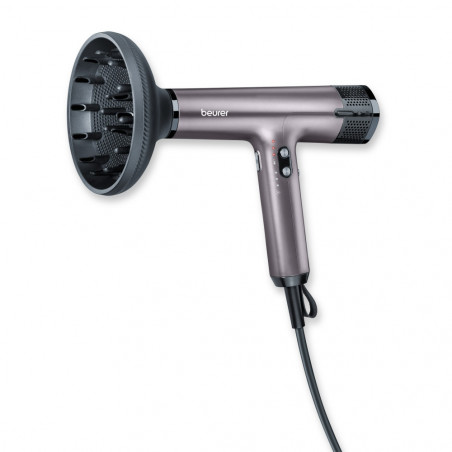 Στεγνωτήρας μαλλιών Beurer HC 100, 1700W, 4 ρυθμίσεις, Ενσωματωμένη μνήμη, Οθόνη LED, Μαγνητικά εξαρτήματα, Ιονισμός, Μωβ