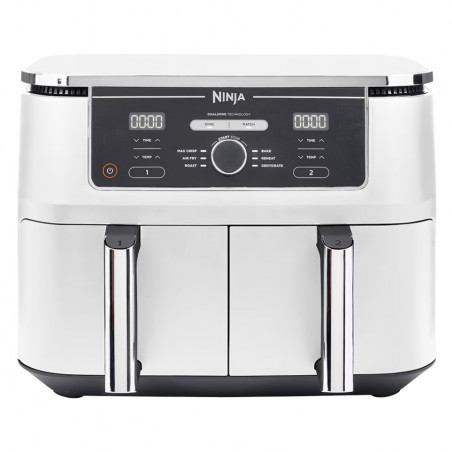 Ninja AF400EUWH διπλή φριτέζα θερμού αέρα, 2470W, 9,5 l, 6 προγράμματα, 40-240 C, ανεξάρτητες ζώνες, Λευκό