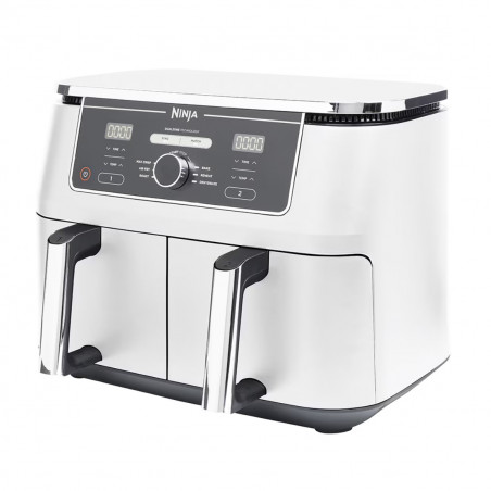 Ninja AF400EUWH διπλή φριτέζα θερμού αέρα, 2470W, 9,5 l, 6 προγράμματα, 40-240 C, ανεξάρτητες ζώνες, Λευκό
