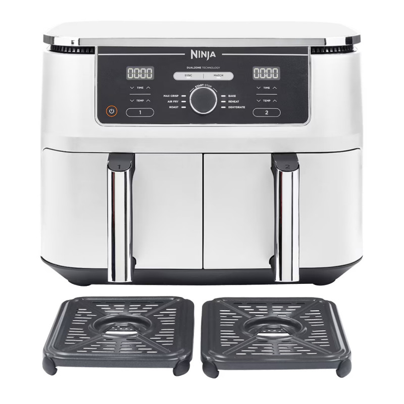 Ninja AF400EUWH διπλή φριτέζα θερμού αέρα, 2470W, 9,5 l, 6 προγράμματα, 40-240 C, ανεξάρτητες ζώνες, Λευκό