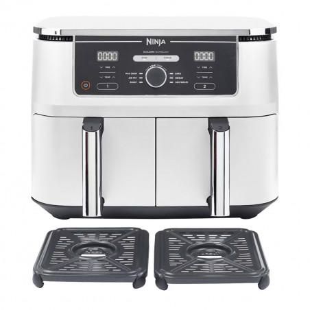 Ninja AF400EUWH διπλή φριτέζα θερμού αέρα, 2470W, 9,5 l, 6 προγράμματα, 40-240 C, ανεξάρτητες ζώνες, Λευκό
