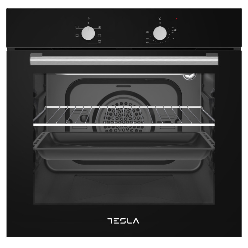 Εντοιχιζόμενος φούρνος Tesla BO300SB, 2300 W, 56 L, 5 προγράμματα, Class A, Καθαρισμός με ατμό, Μαύρο