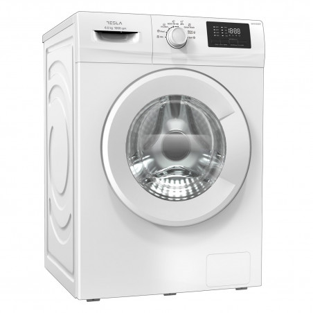 Πλυντήριο ρούχων Tesla WF61030T εμπρόσθιας φόρτωσης, 1950W, 6 kg, 42 l, 8 προγράμματα, 1000 rpm, Class E, Προστασία παιδιών, LED, Λευκό