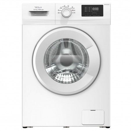 Πλυντήριο ρούχων Tesla WF61030T εμπρόσθιας φόρτωσης, 1950W, 6 kg, 42 l, 8 προγράμματα, 1000 rpm, Class E, Προστασία παιδιών, LED, Λευκό