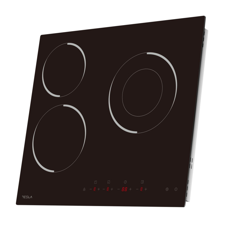Tesla HV6300MB Γυάλινη Κεραμική Εστία, 5700W, 9 στάδια, Χρονοδιακόπτης, Ένδειξη καυτής επιφάνειας, Προστασία παιδιών, Μαύρο