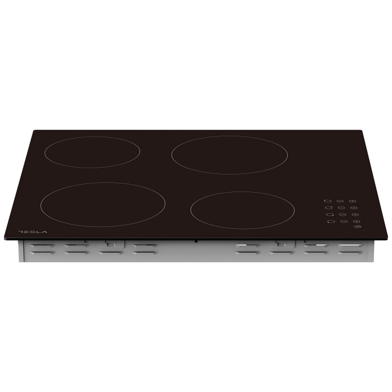 Tesla HV6402MB Γυάλινη κεραμική εστία, 6600W, 9 βαθμοί, 4 ζώνες, χρονοδιακόπτης, προστασία παιδιών, ένδειξη υπολειπόμενης θερμότητας, λοξότμητη άκρη, μαύρο χρώμα
