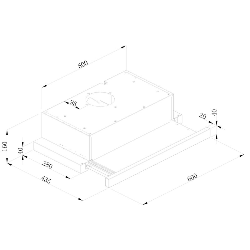 Tesla DT600AX, 120W, 2 μοτέρ, φίλτρο αλουμινίου, 350 m3/h, LED, Class D, Inox