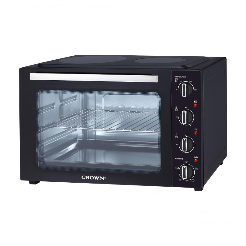 Μικρή κουζίνα Crown CMO-482CER, 48 l, 1800 W, 2 κεραμικές εστίες, 4 λειτουργίες, Θερμοστάτης, Μαύρο