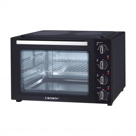 Μικρή κουζίνα Crown CMO-482CER, 48 l, 1800 W, 2 κεραμικές εστίες, 4 λειτουργίες, Θερμοστάτης, Μαύρο