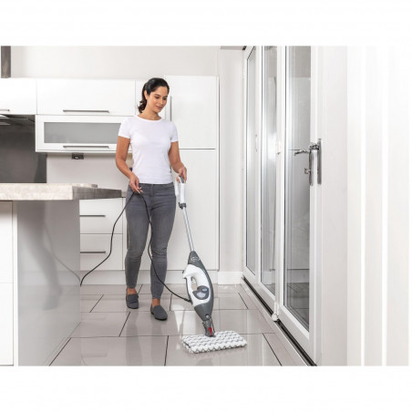 Καθαριστής ατμού Shark S6005EU, 1200W, 0,5 l, 2 ρυθμίσεις, τεχνολογία Klick'n Flip, Steam Blaster, μαξιλαράκια Dirt Grip, Λευκό/γκρι