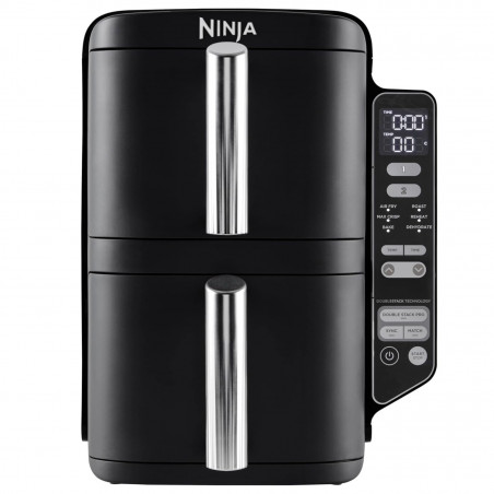 Φριτέζα θερμού αέρα Ninja SL300EU, 2470W, 7,6 l, 40-240C, 2 καλάθια, 6 προγράμματα, συγχρονισμένο μαγείρεμα, χρονοδιακόπτης, αυτόματη διακοπή, μαύρο χρώμα