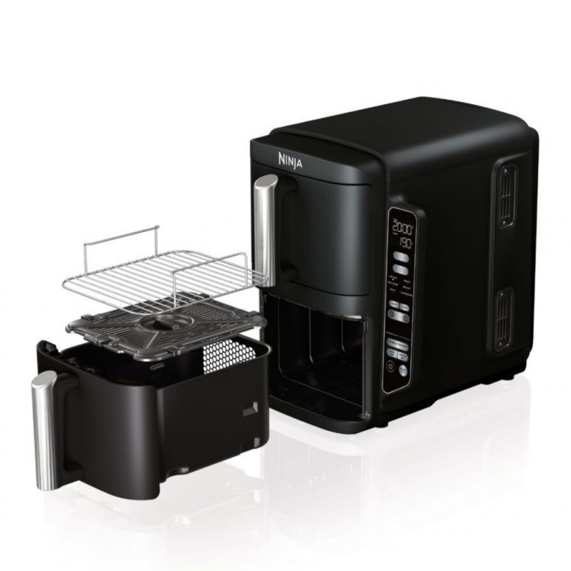Φριτέζα θερμού αέρα Ninja SL300EU, 2470W, 7,6 l, 40-240C, 2 καλάθια, 6 προγράμματα, συγχρονισμένο μαγείρεμα, χρονοδιακόπτης, αυτόματη διακοπή, μαύρο χρώμα