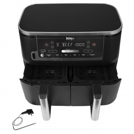 Ninja AF451EU Διπλή φριτέζα ζεστού αέρα, 2470W, 9,5L, 6 προγράμματα, ανεξάρτητες ζώνες, συγχρονισμός, μαύρο χρώμα