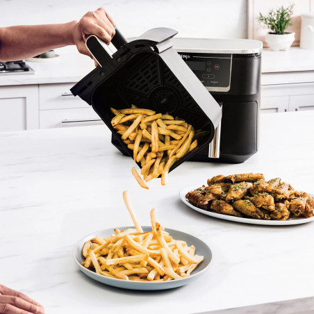 Ninja AF451EU Διπλή φριτέζα ζεστού αέρα, 2470W, 9,5L, 6 προγράμματα, ανεξάρτητες ζώνες, συγχρονισμός, μαύρο χρώμα
