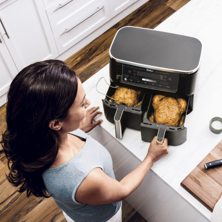 Ninja AF451EU Διπλή φριτέζα ζεστού αέρα, 2470W, 9,5L, 6 προγράμματα, ανεξάρτητες ζώνες, συγχρονισμός, μαύρο χρώμα