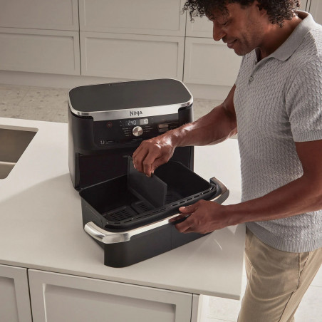 Διπλή φριτέζα με ζεστό αέρα Ninja AF500EU, 10,4 l, 7 προγράμματα, Χρονοδιακόπτης, Ανεξάρτητες ζώνες, Μαύρο