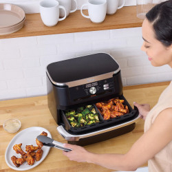 Διπλή φριτέζα με ζεστό αέρα Ninja AF500EU, 10,4 l, 7 προγράμματα, Χρονοδιακόπτης, Ανεξάρτητες ζώνες, Μαύρο